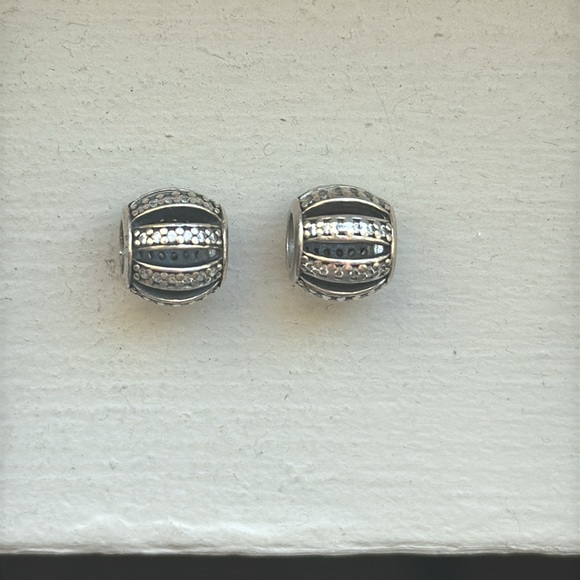 (2) Pandora Sterling Silver Lady Charm Openworks Barrel Bead (Retired) - Picture 2 of 2